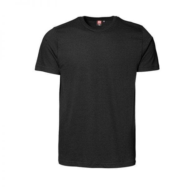 ID T-Time T-Shirt, smal halsrib og nakkebånd, mande model, farve sort forfra