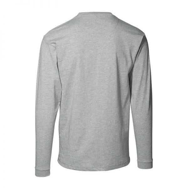 ID Pro Wear t-shirt, slidsstærk langærmet t-shirt, grå melange farve, mande model, set bagfra