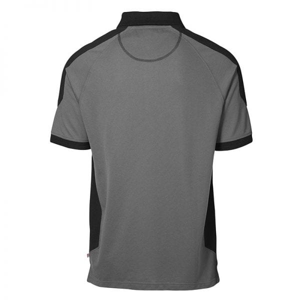 ID Pro Wear poloshirt, kortærmet klassisk to-farvet polo, farve silver grey, mande model, set fra bagfra