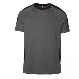 ID Pro Wear t-shirt, slidsstærk to-farvet kortærmet t-shirt, silver grey farve, mande model, set forfra