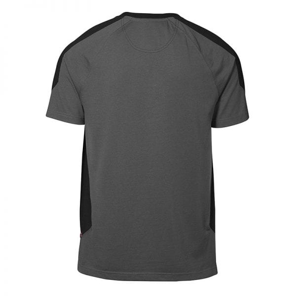 ID Pro Wear t-shirt, slidsstærk to-farvet kortærmet t-shirt, silver grey farve, mande model, set bagfra