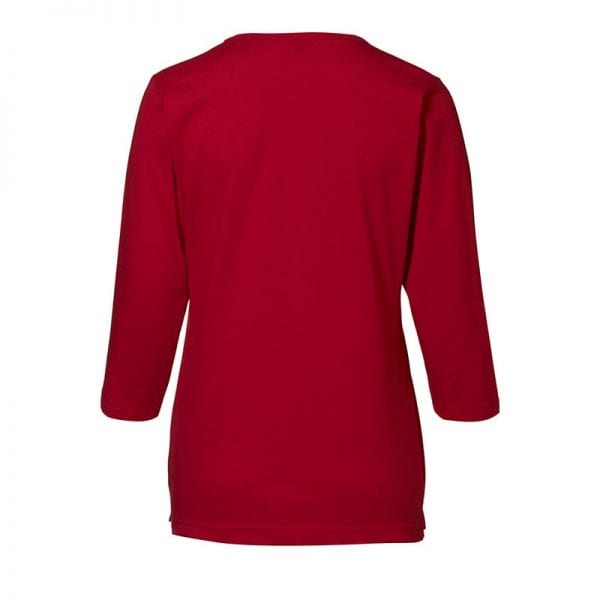 ID Pro Wear t-shirt, slidsstærk langærmet t-shirt, rød farve, dame model, set bagfra