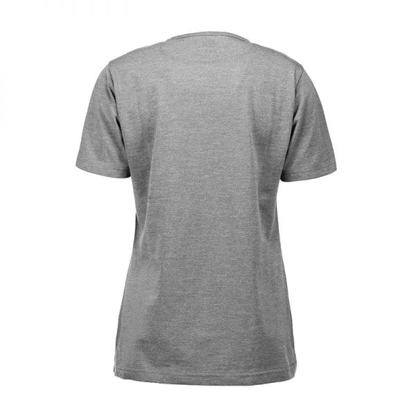 ID Pro Wear t-shirt, slidsstærk kortærmet, grå melange farve, dame model, set bagfra
