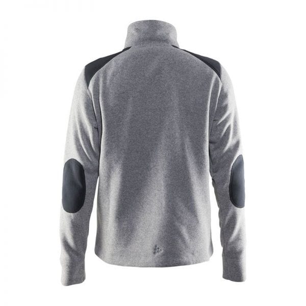 CRAFT Noble Zip Fleece, Fleecetrøje med lynlås foran og detaljer på skuldrene. Holder godt på varmen. Lys grå melange med sorte detaljer model bagfra
