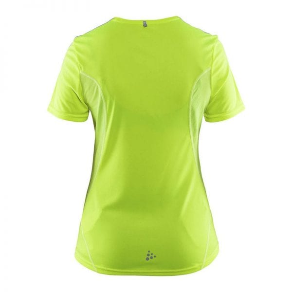 CRAFT Mind Tee kortærmet tshirt i flexibel materiale der egner sig perfekt til en aktiv session. Lime grøn model bagfra