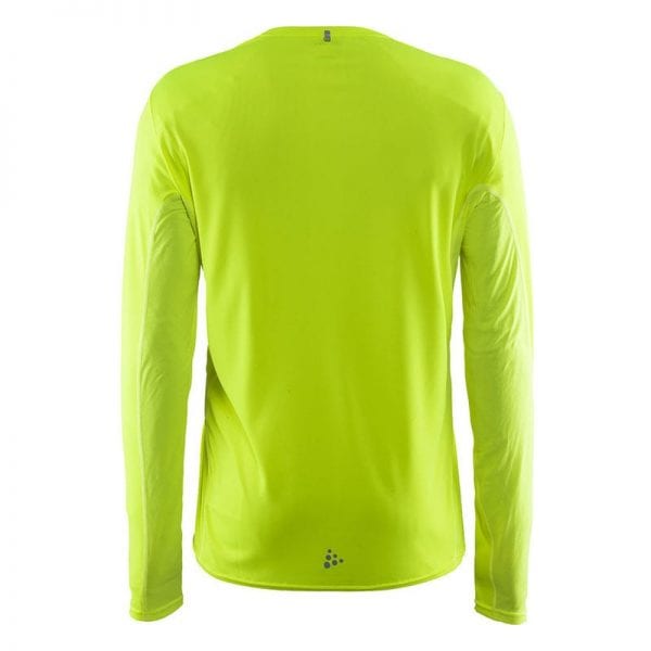 CRAFT Mind Tee, langærmet t-shirt i lækker kvalitet. Passer perfekt til sports tossen eller løberen. Lime grøn model, bagfra