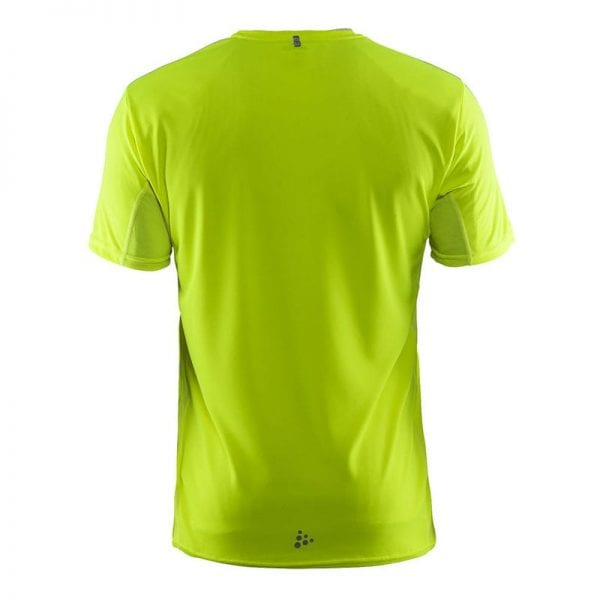 CRAFT Mind Tee, kortærmet t-shirt i lækker kvalitet. Passer perfekt til sports tossen eller løberen. Lime grøn model, bagfra