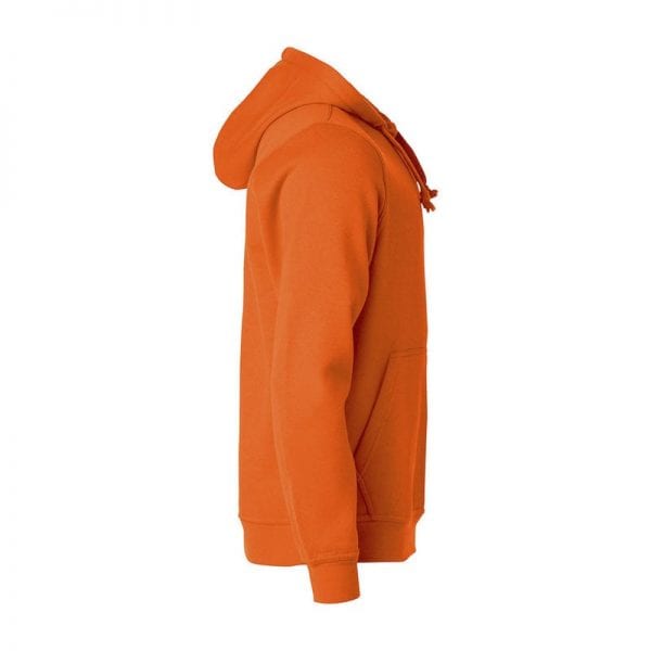 Basic junior hoody trøje - lækker, slidstærk trøje med frontlommer. Ses her fra siden i farven orange