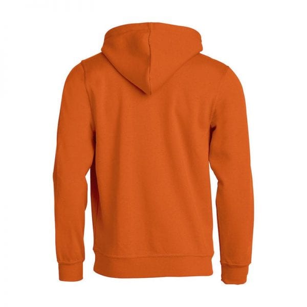 Basic junior hoody trøje - lækker, slidstærk trøje med frontlommer. Ses her bagfra i farven orange