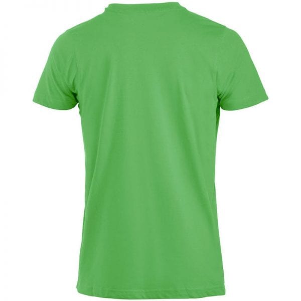 Premium t-shirt fra CLIQUE - højt kvalitets single jersey med dobbeltkrave. Ses her bagfra i farven æble grøn