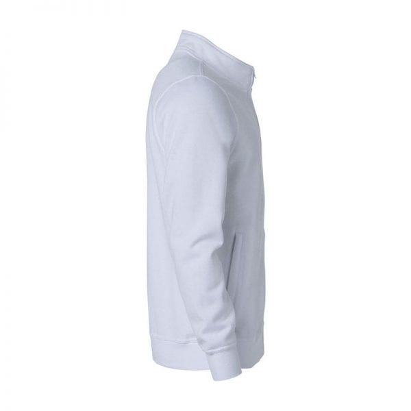 Basic junior cardigan - Slidstærk sweatshirt med gennemgående lyslås. Ses her fra siden i farven hvid