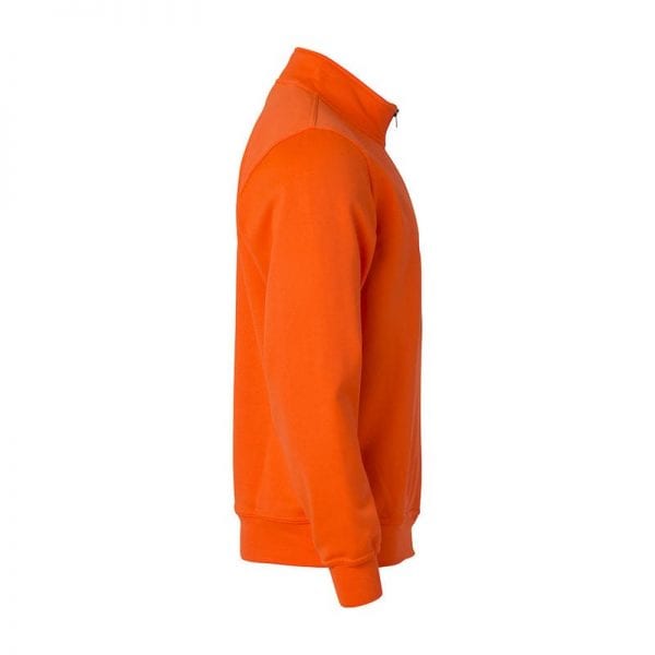 Basic unisex sweatshirt fra CLIQUE - half zip & slidstærk i kraftig kvalitet. Ses her fra siden i farven orange