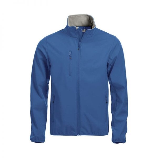 Højkvalitets sotfshell jakke til herre fra Clique m. 3 yderlommer & 2 inderlommer. samt lynlås - ses her i farven blå