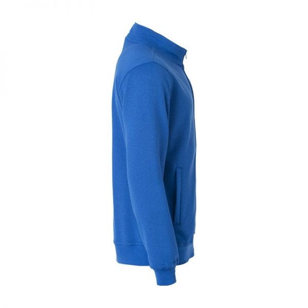 Basic cardigan fra CLIQUE - god kvalitets sweatshirt med lynlås. Ses her fra siden i farven kongeblå