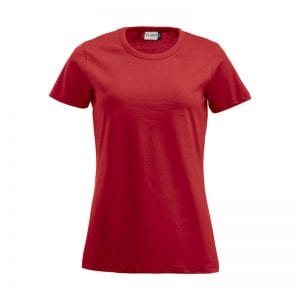 Fashion dame t-shirt fra CLIQUE - figursyret single jersey. Ses her i farven rød