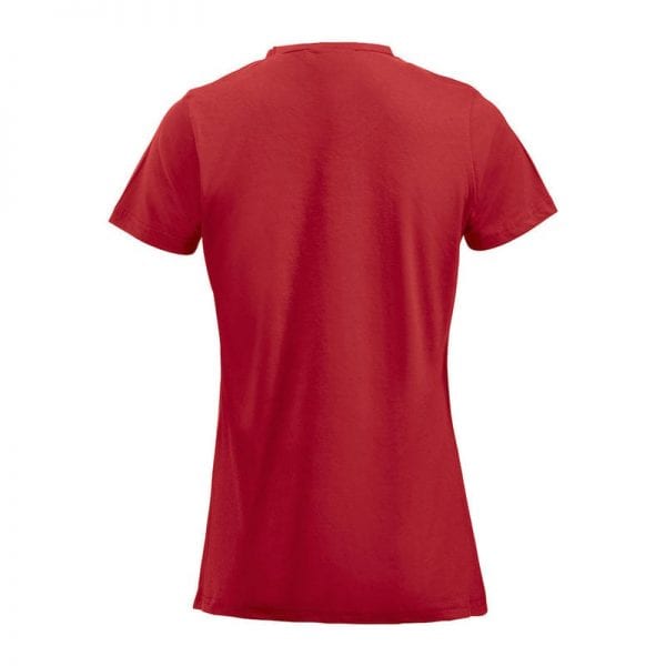 Fashion dame t-shirt fra CLIQUE - figursyret single jersey. Ses her bagfra i farven rød