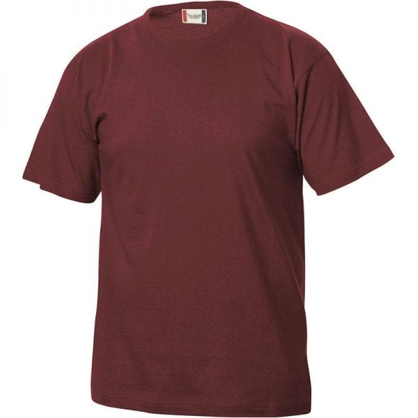 Basic junior T-shirt fra CLIQUE, blød og lækker bomuldskvalitet. Ses her i farven vinrød