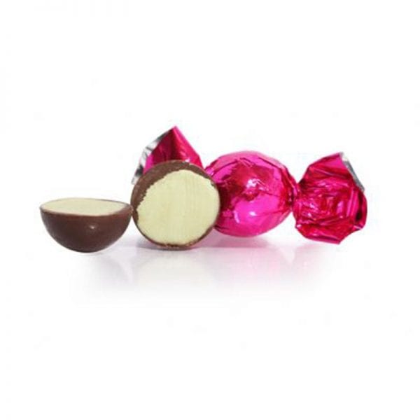 1 kg Fyldt Cocoture chokoladekugle i pink mørk chokolade m/pistacie