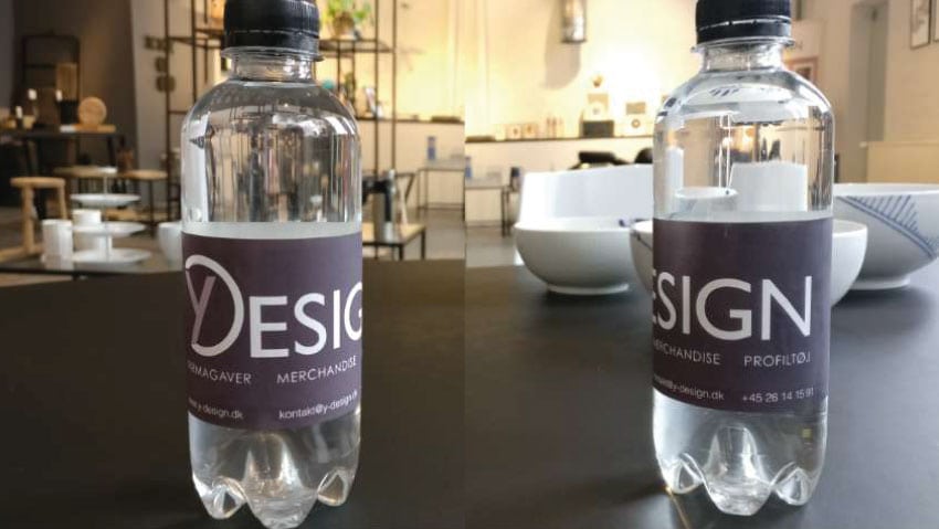 vandflaske med logo y-design portfolio fremvisning