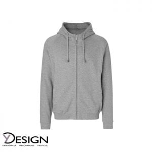Grå unisex hoodie med gemt lynlås fra neutral