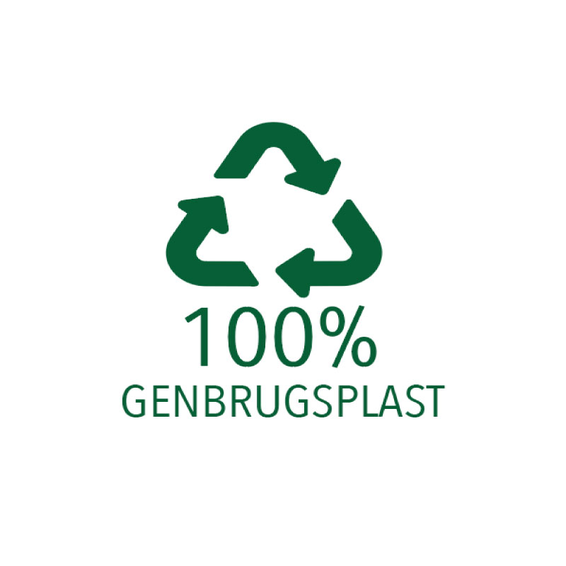 100% genbrugsplast til vand med logo