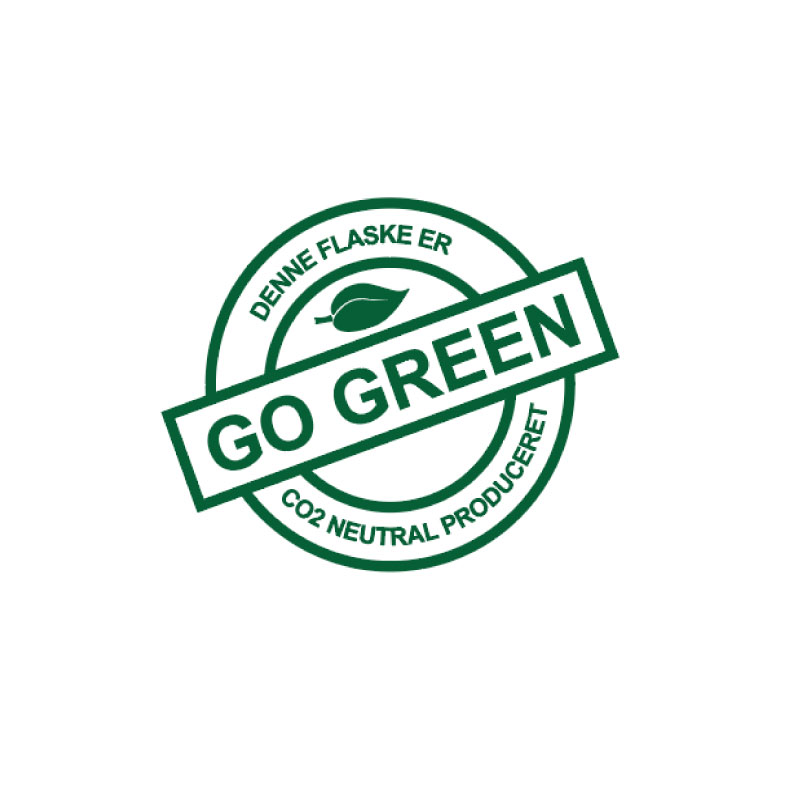 Go green C02 produceret mærke til vand med logo