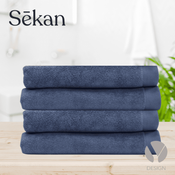 4 Store Bade Håndklæder Navy